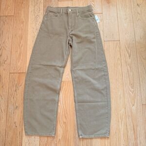 GAP Women's High Rise Barrel Relaxed Hip & Thigh Tan Jeans - NWT - 27-4